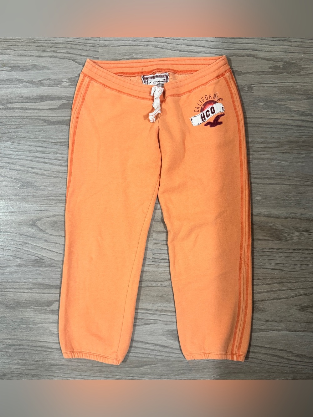 Vintage Y2K Hollister Orange Capri Sweatpants Low Rise 2000s Preppy